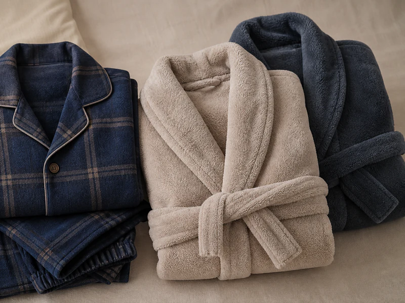 Flannel coral fleece loungewear product sample