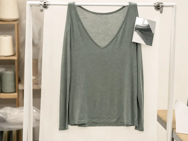 V-neck knit base layer product sample
