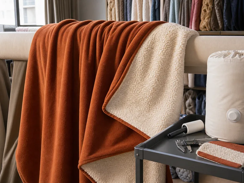 Sherpa fleece blanket product sample