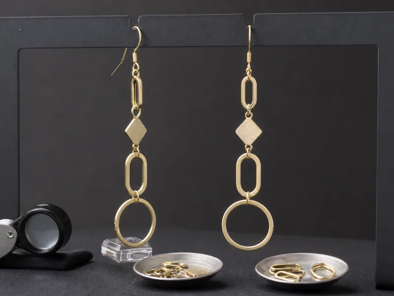 Long drop earrings product sample