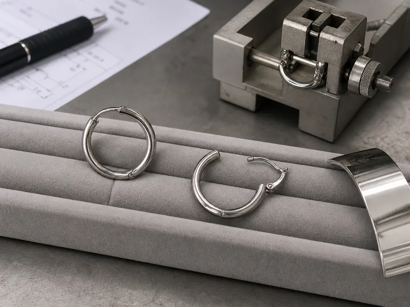 Metal hoop earrings product sample