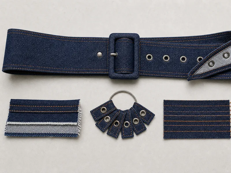 Wide denim belt product sample